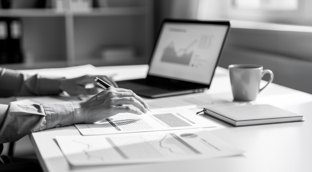 Revolution in der Finanzsteuerung: Warum weniger Köpfe für mehr Qualität sorgen 1 KI im Controlling Finanzanalyse mit Laptop – digitale Transformation im Mittelstand neumacher Unternehmensberatung