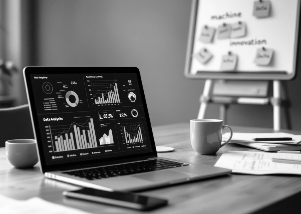 Datenanalyse auf Laptop-Dashboard – M&A Zukauf und Post-Merger-Integration Mittelstand neumacher Unternehmensberatung